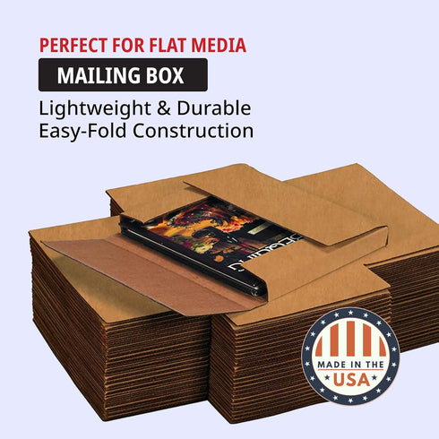 Tape Logic TLM2BKK Easy-Fold Mailers, 12 1/8" x 9 1/8" x 2", Kraft, Pack of 50