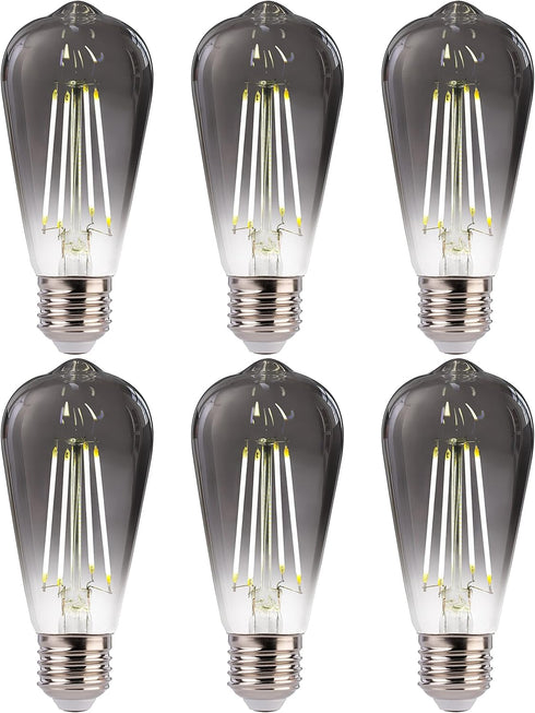FLSNT LED Edison Bulbs, 4W (40W Equivalent), 5000K White Light, Dimmable, E26 Base, 6 Pack