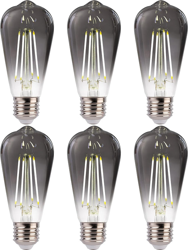 FLSNT LED Edison Bulbs, 4W (40W Equivalent), 5000K White Light, Dimmable, E26 Base, 6 Pack