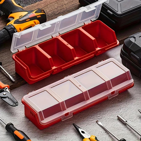 ShanLily 2Pcs Small Parts Storage Organizer With Lid Stackable Nail Screw Container Divider Garage Craft Tools Hardware