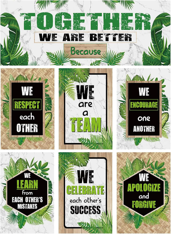 Green Plant Poster Bulletin Board Classroom Banner Decoration Set for Office Preschool Elementary Middle School Decor