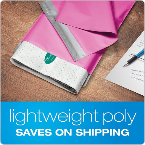 Quality Park Large Poly Mailers, 10 x 13 Lightweight Shipping Envelopes, Box of 100, Pink with Redi-Strip Closure