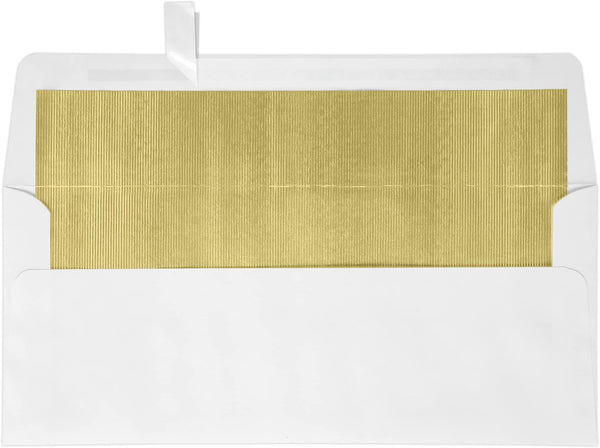 LUXPaper #10 Foil Lined Business Envelopes | Peel & Press | 4 1/8" x 9 1/2" | White w/Gold LUX Lining | 60lb. Text | 50 Qty by Envelopes.com