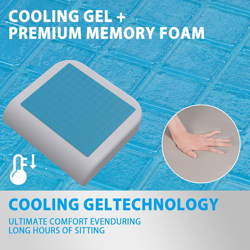 Tailbone Gel Seat Cushion - Memory Foam Cushion for Office Chair, Car Seat, and Wheelchair - Ergonomic Gel-Infused