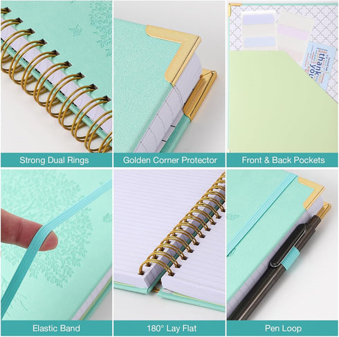 Spiral Notebook, College Ruled Notebook, 8" x 10", 300 Pages Leather Journals for Writing, B5 Hardcover Journaling