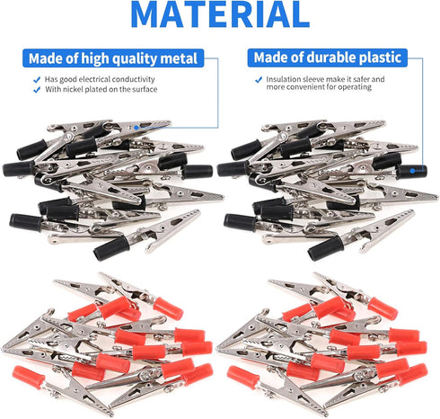 Glarks 60Pcs 53MM Metal Alligator Clip Clamp Assortment Kit for Laboratory Testing, Crocodile Electrical Test Clamps