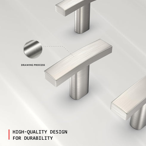 homdiy 10 Pack Brushed Nickel Cabinet Knobs, Solid Zinc Alloy T Cabinet Handle for Kitchen Drawer