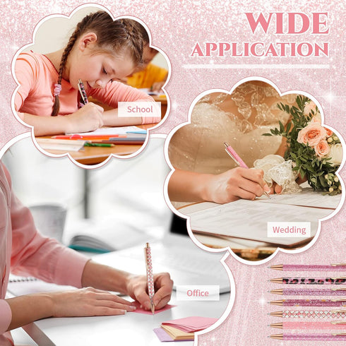 Sherr 7 Pcs Fancy Pens for Women, Cute Sparkly Glitter Pens with 10 Pcs Black Ink Refills, Pretty Gifts for Girls