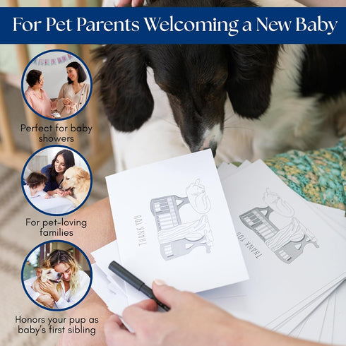 Five Jays Fly 24 Pack, 5 7 Baby Shower Thank You Cards with Envelopes and Stickers for Dog Owners - x Card Stock