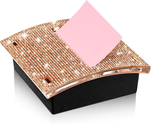 Rhinestone Self Stick Note Pad Holders, 4 x 4 Inches, Memo Note Holder Dispenser, Sticky Notes for Office Home