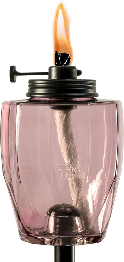 TIKI Adjustable Flame 64" Glass Torch Pink Decorative Lighting for Outdoor Lawn,