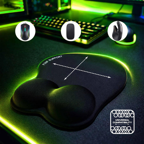 FOUR SUPPORT Recommended 10.1L 8.5W inches Ergonomic Gel Mouse Pad with Wrist Rest for Pressure-Relief Orthopedic Style