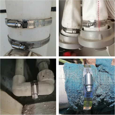 20 Pack DIY Hose Clamp Fasteners, 304 Stainless Steel Adjustable Pipe Worm Clamps for Air Duct, Exhaust Wrap