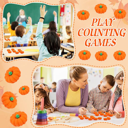 FOIMAS 70pcs 3D Pumpkin Erasers, Mini Rubber Stationery for Kids, Halloween, Thanksgiving, Fall Party Favor