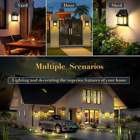 2-Pack 8.2" 3 H Outdoor Solar Powered Wall Sconce Lights Dawn to Dusk Motion Sensor Lighting Modes for Porch Garage