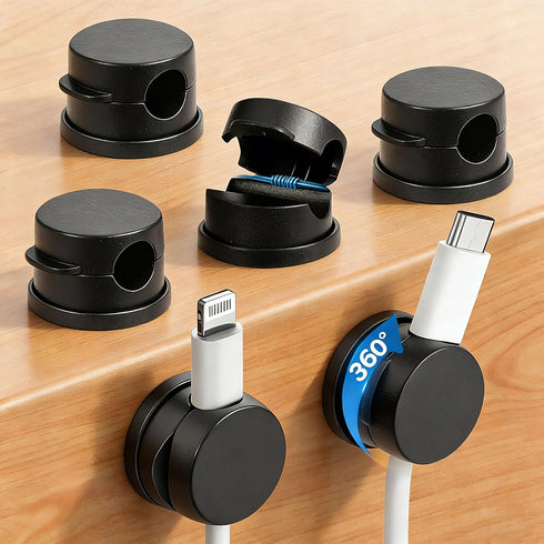 6PC 360 Rotatable Spring Cable Management, Cord Organizer Holder for Desk, Strong