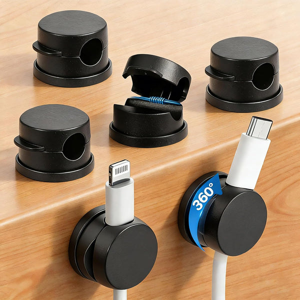 6PC 360 Rotatable Spring Cable Management, Cord Organizer Holder for Desk, Strong