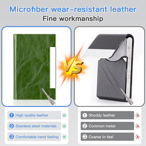 Padike Business Card Holder - Professional PU Leather & Stainless Steel Multi Card Case, Wallet for Men & Women