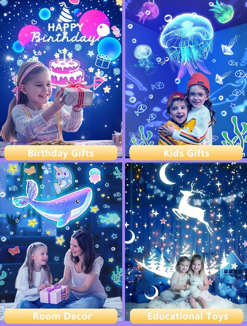 Eigther 21 Sets 1-14 360 of Films, Projector Night Light for Kids Bedroom, Ceiling, Night Light for Kids, Star Galaxy