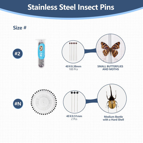 Insect Specimen Tools Kit - EVA Foam Pinning Board, Coordinate Paper, Wings Pressing Paper, Insect Pins & Butterfly