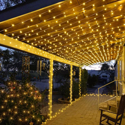 132FT 400 8 LED Christmas Lights Outdoor, Modes Clear Wire Christmas String Lights Indoor, Plug in Twinkle Fairy Light