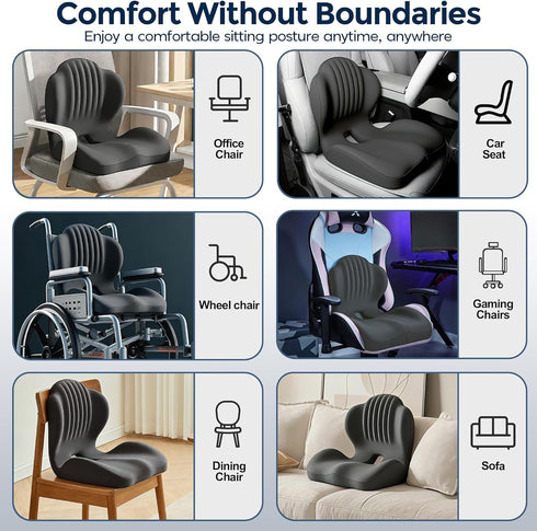 BANKQF Tailbone Seat Cushion for Office Chair and Car, L-Shaped Ergonomic Seat Cushions,Memory Foam Orthopedic Cushion