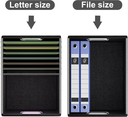Huolewa Portable Leather File Organizer Boxes with Lids, Collapsible File Folder Organizer Boxes, Decorative Small