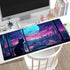 XXL Large Cool Purple Kawaii Anime Moom Cat Desk Mat, Cute City Cats Gaming Mouse Pad 31.5x15.75 in