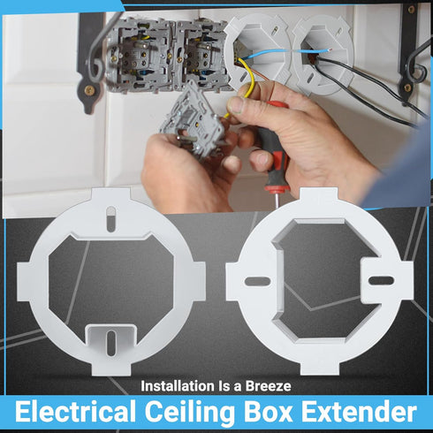 2 Pcs Ceiling Box Extender, Round Electrical Box Extender 4.35 Inch x 1.5 Inch Plastic for 3.5 Inch 4 Inch Boxes, White