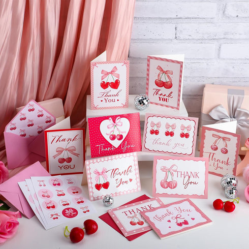 Motiskyy 48 Pack Thank You Cards Blank Note Greeting Cards with Envelopes and Stickers for Girls Bridal Baby Shower