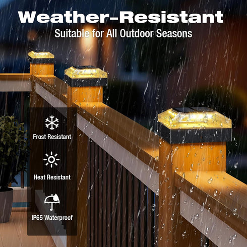 4x4 2 Pack, 3 Dawn/IP65 4x4 vighep Solar Post Cap Lights Outdoor Color Modes/Dusk to Waterproof, Fits Vinyl/PVC Wood
