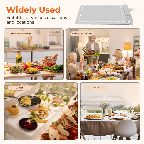 6 6H 300W Countertop, Warming Mat for Food Small Warming Tray with Temp & Timer, Full Surface Heating, Waterproof