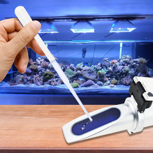 Dual Scale Salinity Refractometer ATC 0-100ppt (0-10%) & 1.000-1.070 Specific Gravity, Portable Meter Tester