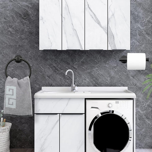 NearMoon 2 Pieces Bathroom Hardware Accessories, Towel Ring and Toilet Paper Holder, Matte Black