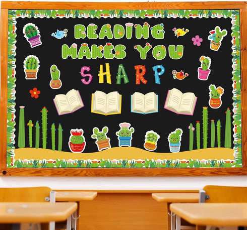 gisgfim Cactus Reading Bulletin Board Decorations Set Classroom Craft School Library Home Wall Decor