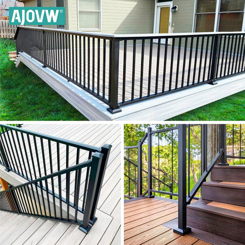 1Pcs Aluminum Post Base Cover 1.5" (1.5" Post/4" Base) for Iron Stair Railings, Black
