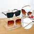 2-Tier 2 Trimmed Counter Acrylic Sunglasses Display Stand, Clear Glasses Stand for Pairs, Luxury Gold Eyeglasses Holder