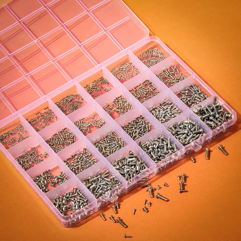 1200Pcs Phillips Pan Head Small Machine Screws, Mini Screw Assortment Kit for Eyeglasses Watches