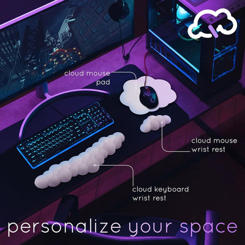 Qloud Cloud Wrist Rest for Keyboard – Rainbow Cloud Palm Rest Pad – Gaming Wrist Rest for Computer Keyboard