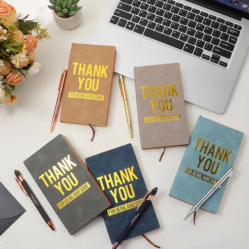 Ireer 10 Sets Appreciation Gifts Notebooks with Pens, A6 Leather Journal Thank You Gifts for Employees