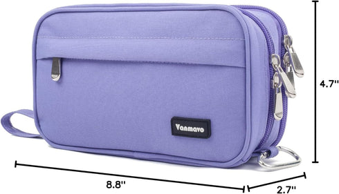 Big Capacity Pencil Case, Durable 3 Compartment Pen Pouch, Portable Zipper Stationery Organizer for Kids, Teens, Adults