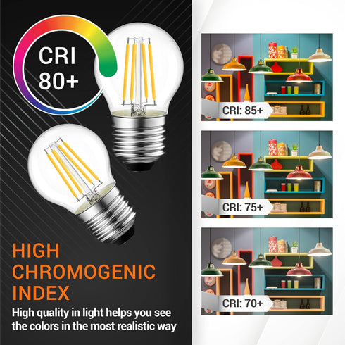 G45 E26 Bulb 120V 5W (60 2700K 550lm Non-Dimmable 6 Packs BlueStars Edison LED Filament Globe Watt Equivalent), Warm