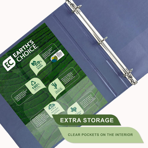 Samsill Earth's Choice 1-Inch Durable D-Ring View Binder 4 Pack, Eco-Friendly Boho Assortment, USDA Certified Biobased