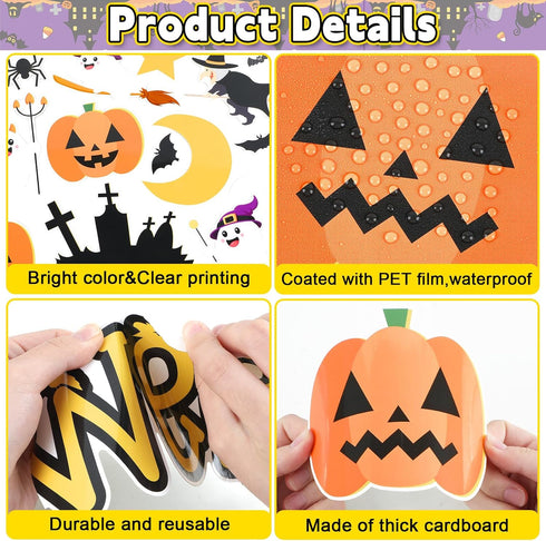 Halloween Bulletin Board Decorations, DIY Photo Crafts Set, Trick or Treat Pumpkin Bat Witch Cutouts