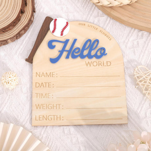 TERJIO Baseball Hello World Bulletin Board - Newborn Birth Record Card Photo Props,Hospital Nursery