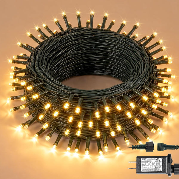 Hopolon String Lights Indoor Outdoor, 33 FT 100 LED Christmas Lights Waterproof,
