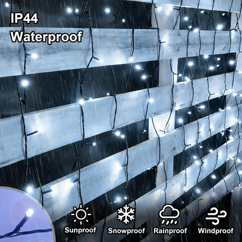 2 Pack 66ft 200 8 QITONG White Solar String Lights Outdoor Waterproof, Each LED Solar Christmas Lights, Modes Green