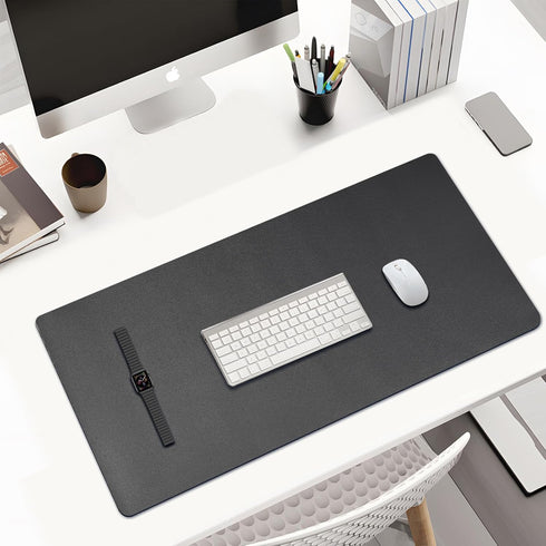 KINGFOM Desk Pad, PU Leather Office Desktop Protector with Comfortable Writing Surface (23.6" x 11.8", Black)