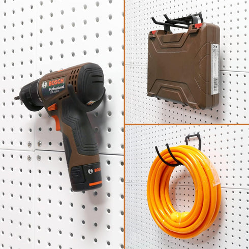 HUHOLE Pegboard Drill Holder, 8 Pack Heavy Duty Utility Hooks for Power Tools, Fit for 1/4" Pegboard