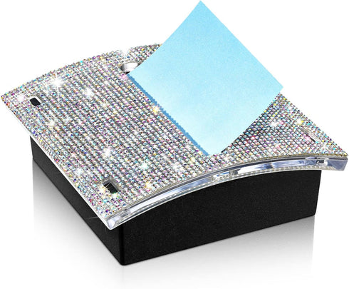 Rhinestone Self Stick Note Pad Holders, 4 x 4 Inches Memo Note Holder Dispenser for Office Home Classroom Supplies (AB